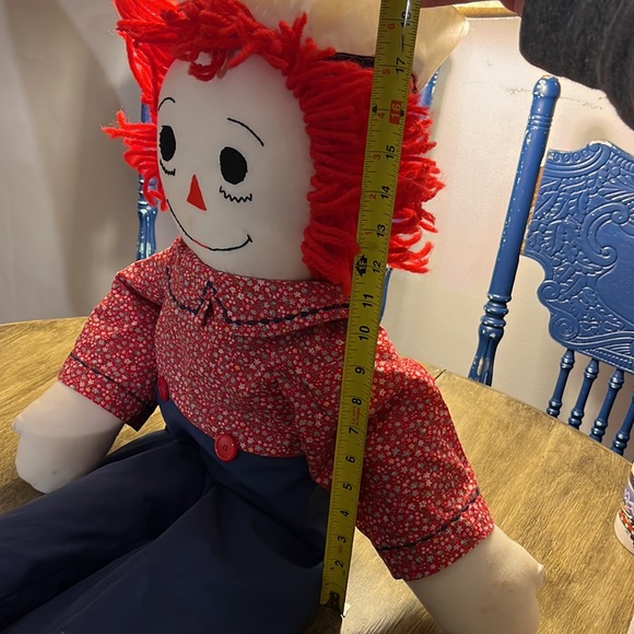 Vintage Raggedy Ann Andy Doll Large Approx. 3 Feet Tall Rare I Love You Heart - Picture 16 of 16